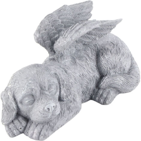 Statue commémorative pour animaux - Sculpture ange animal dormeur en résine pour jardin ou tombe - Ornement pour chien