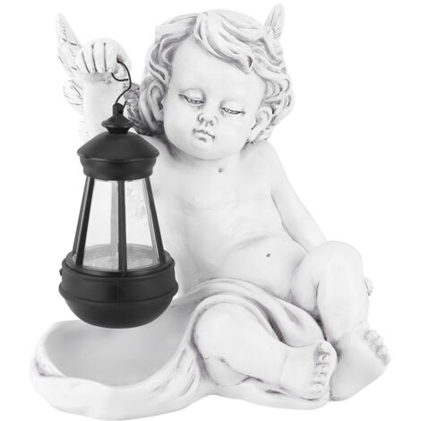 Statue d'ange en résine simulée, éclairage décoratif à énergie solaire, décoration de jardin, ornement de pelouse