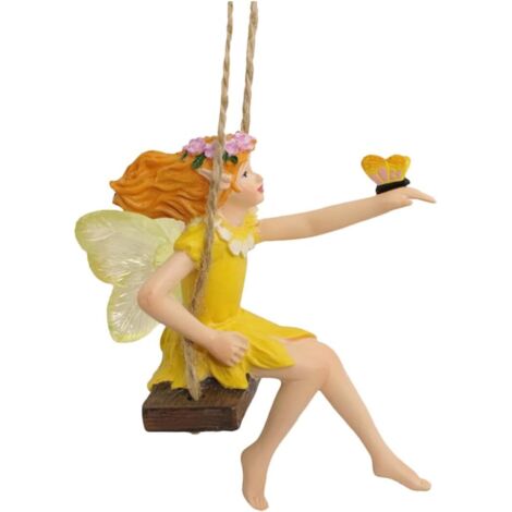 Statue de Balançoire de Fée en Résine pour Jardin, Décoration Extérieure Odorante, Ornement Délicat et Mignon pour Patio et Cour