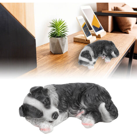 Statue de Border Collie pour jardin - Sculpture résine synthétique imperméable - Dimensions 20x12x8cm - Poids 417g - Ornement animalier extérieur