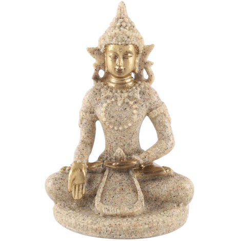 Statue de bouddha assis en méditation figurine sculptée artisanat pour la décoration de la maison ornement (B doré)