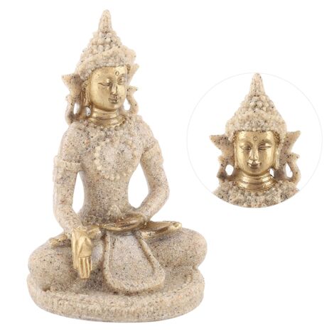 Statue de Bouddha Assis en Méditation, Sculpture Décorative Dorée pour la Maison