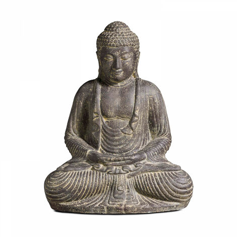 Statue de Bouddha assis en pierre naturelle gris