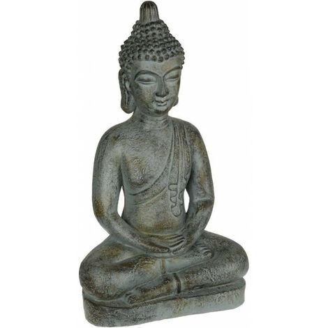 Statue de Bouddha assis grand modèle - Gris - H 65 cm - Livraison gratuite - Gris