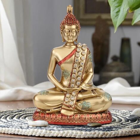 Statue de Bouddha Dorée - Sculpture de Bouddha Zen en Résine Dorée pour