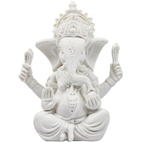 Statue de Bouddha en grès à tête d'éléphant - Sculpture d'éléphant - Statue de Bouddha - Blanc