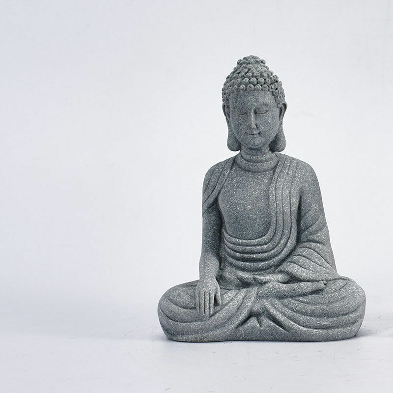 Fortuneville - Statue de bouddha en pierre de maison d'intérieur, sculpture de bouddha Shiva en résine grise, statuette artisanale zen, ornements de