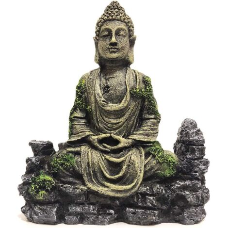 Statue de Bouddha pour Aquarium – Résine Durable et Sans Danger - Abri Naturel pour Poissons