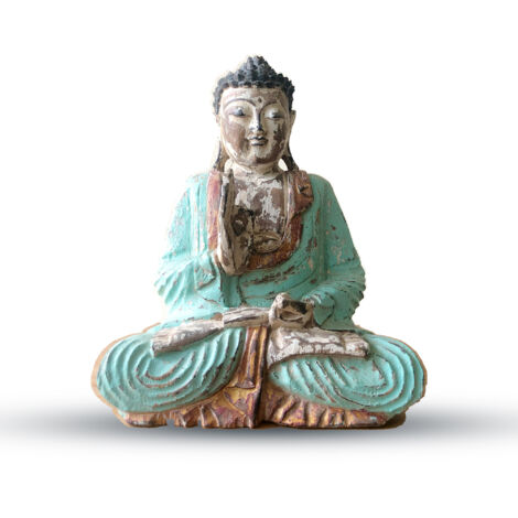Statue de Bouddha sculptée à la main à la menthe vintage - 30 cm - Transmission pédagogique- Vendu par 1