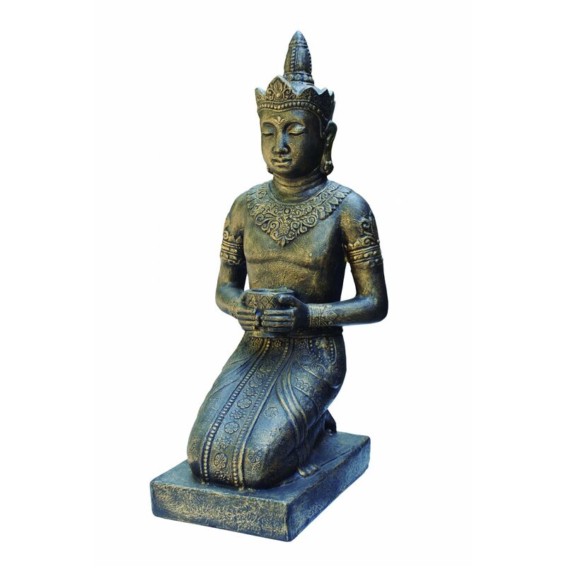 Bouddha Thai en pierre reconstituée 50X45X105cm. Bronze