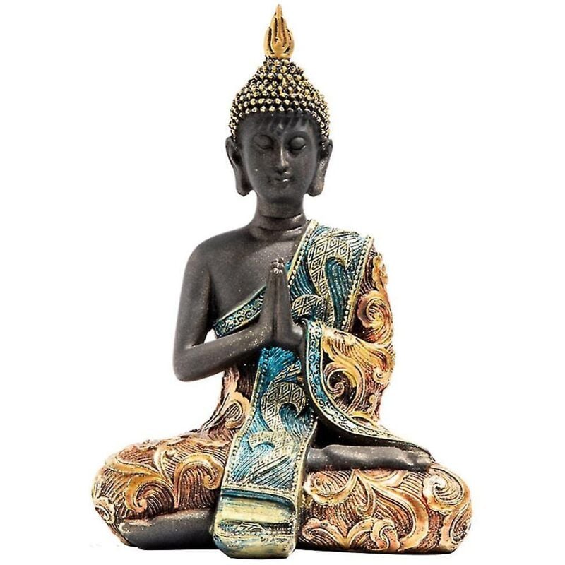 Statue de Bouddha Thaïlande Sculpture Résine Faite à la Main Bouddhisme Hindou Feng Shui Figurine Méditation Maison d