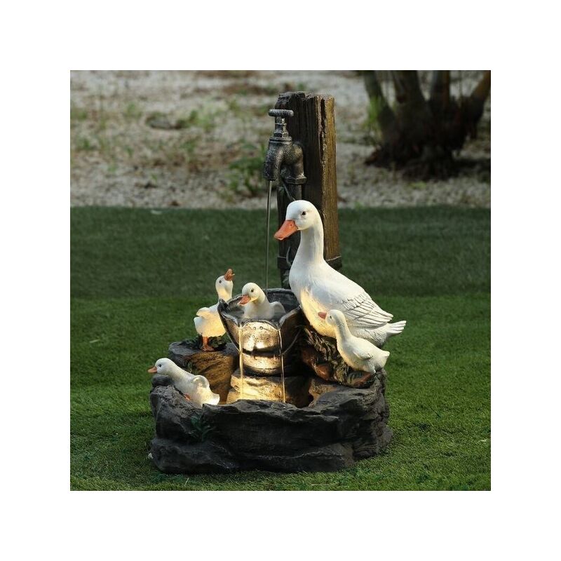 Statue de canard en résine à énergie solaire, sculpture d'eau sous pression pour décoration de jardin