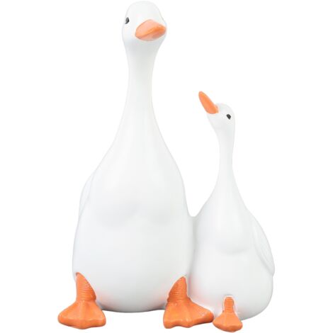 Statue de Canard et Canetons Résine Premium Imperméable pour Décor Jardin, Sculpture Peinture Main Détaillée 14.5x11x22cm, 641g