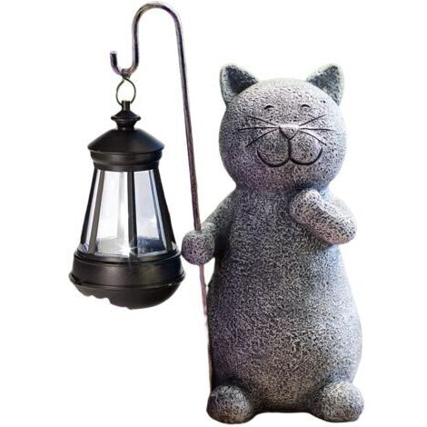 Statue de chat décorative, lampe solaire de jardin, figurine - Ornement chaton, cadeau pour femmes, hommes, mamans, anniversaire, décoration étanche pour jardin et balcon
