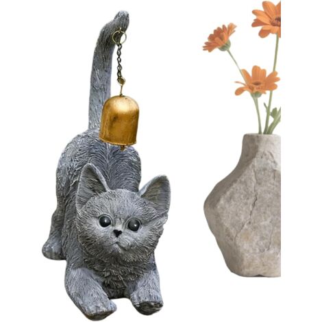 Statue De Chat en Étirement - Décoration d'Intérieur Chat en Résine avec