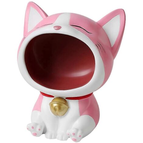 Statue de chat mignon pour bonbonnière, décoration intérieure rose--