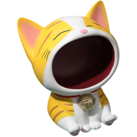 Statue de Chat Porte-Clés Décorative, Socle pour Clés et Bijoux en Forme d'Animal, Ornement pour Entrée ou Bibliothèque, Couleur Jaune