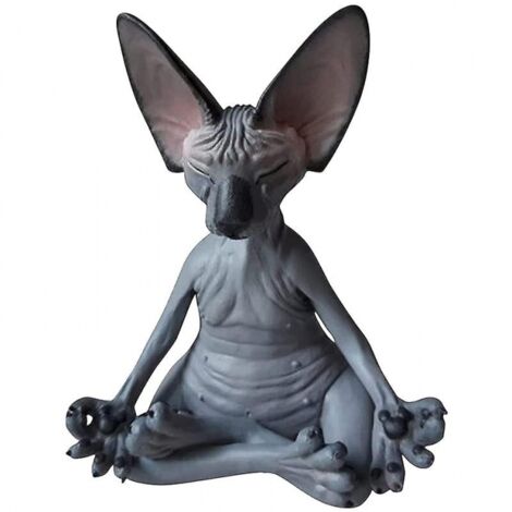 Statue de chat Sphynx en méditation, Chat pensif, Chat méditant et pensif, s