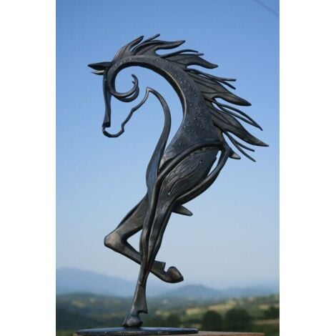 SHINING HOUSE Statue de cheval en métal Sculpture maison ornement de jardin Figurine décor Art artisanat cadeau,2013.56cm