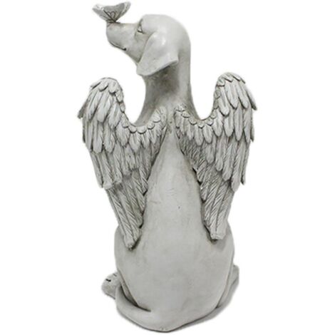 Statue de Chien Ange Papillon en Résine pour Jardin - Mémorial Animal et Décoration d'Extérieur
