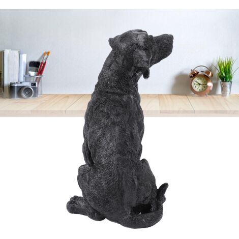 [Statue de Chien] Figurine en Résine Puppy Anti-Fade et Imperméable Ornement de Table Décoratif pour Maison et Extérieur Noir
