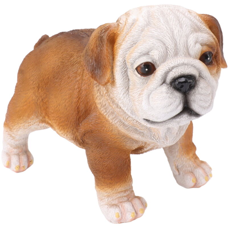 Statue de chiot bouledogue anglais Sculpture de bouledogue en résine réaliste pour décoration de porche de pelouse de jardin