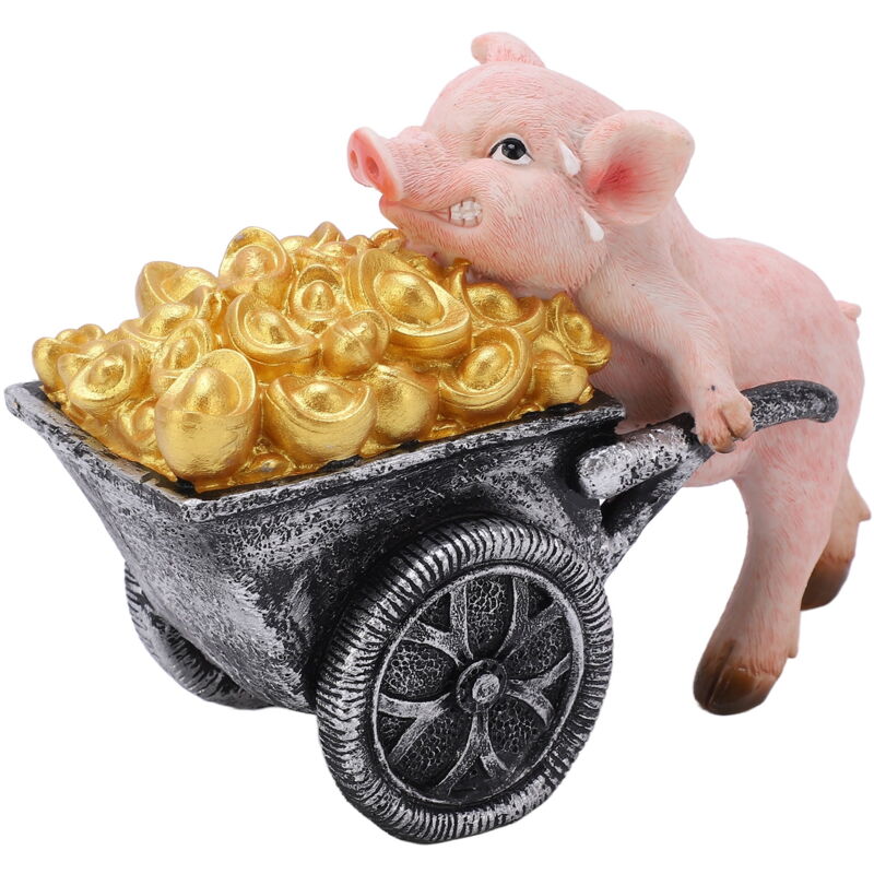 Feiyue - Statue de cochon porte-bonheur en résine polyvalente et vive, ornement pour salon, bureau