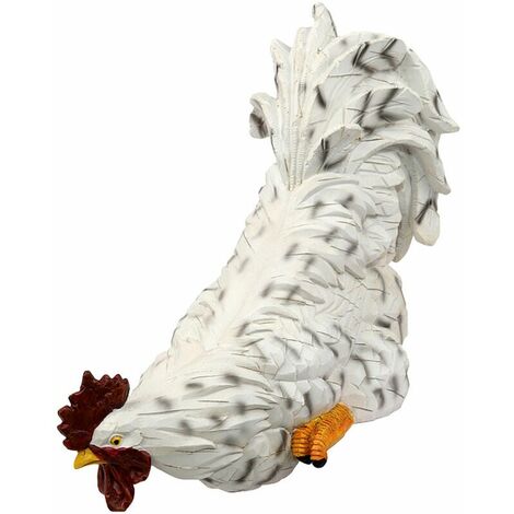 Statue de Coq Statue Animal Sculpture de Jardin Extérieur Clôture Pelouse Jardin Résine Lumineuse Coq Décoration Poulet Décoration Statue (Blanc)