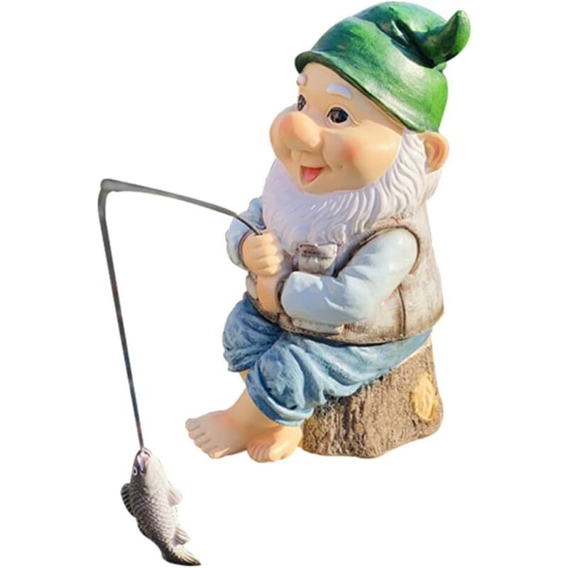 Statue De Décor-Nain De Jardin Le Gardien De Pêche en Plein Air, Statue De Nain De Jardin De Pêcheur pour La Décoration De Jardin Extérieur
