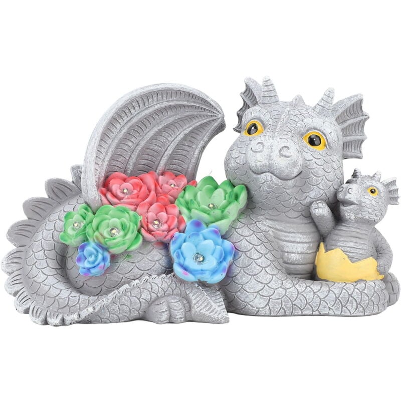 Statue de dinosaure en résine alimentée à l'énergie solaire, jolie figurine d'extérieur pour décoration de jardin et de cour