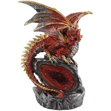 Statue de Dragon de Combat en Résine avec Éclairage - Figurine Colorée pour Décor d'Intérieur ou Halloween