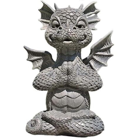 Statue de dragon de méditation pour jardin, sculpture de jardin, objet de collection en résine de 16 cm, ornement extérieur, décoration de jardin