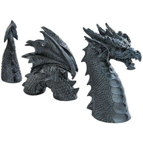 Statue de Dragon volant en résine en trois parties, modèle de jardin créatif, décoration de cour extérieure, ornement,Black,CHINA