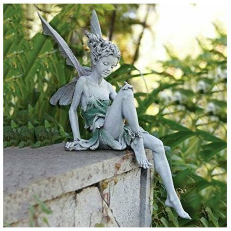 Statue de fée assise, ornement de jardin en résine, artisanat, aménagement paysager