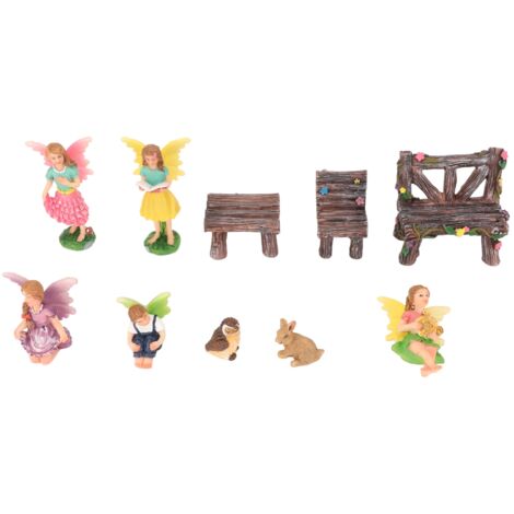 Statue de fée de fleurs Vintage, 10 pièces, en résine peinte à la main, Statue de fée de jardin, Figurine de fée d'extérieur pour Pots