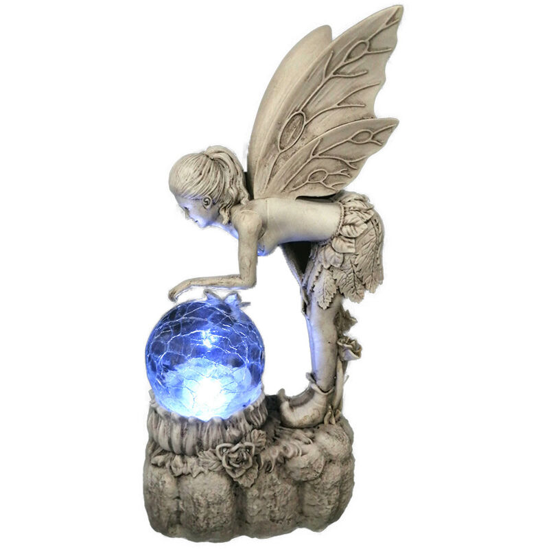 Statue de fée solaire en résine, figurines de jardin elfe debout, décoration de jardin résistante aux intempéries, lampe solaire, figurines de fée en