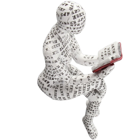 Statue de femme en résine - Figurine vintage lectrice, décoration bibliothèque, cadeau pour maison bureau étude (B: 19x8.5cm)