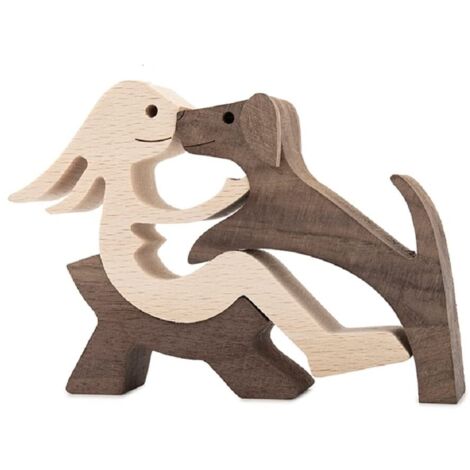Statue de femme et de chien en bois sculpté à la main, décor de bureau à domicile, sculpture de chien humain en bois, cadeau unique pour les amoureux des chiens qui se souviennent de l’amitié