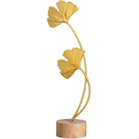 Statue de feuille de Ginkgo dorée ornement de bureau moderne en fer pour table d'entrée haute