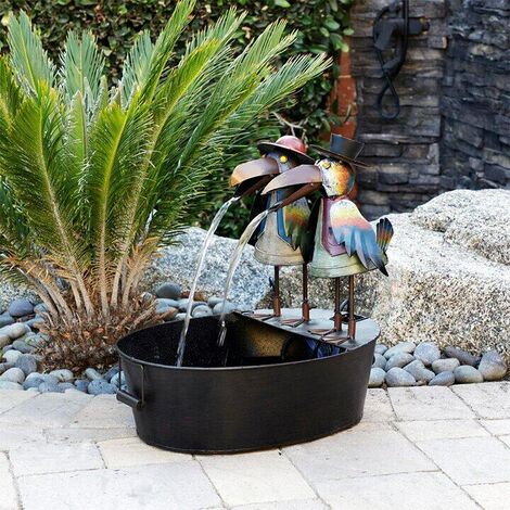 Statue de fontaine d'animal décoration d'art de jardin extérieur petite fontaine de cascade de résine (Woodpecker B)