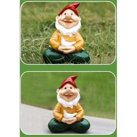 Statue de Gnome en Résine Meditation Dwarf Figurine Dwarf Figurines Ornements pour Garden et Shelf, Résine 310g