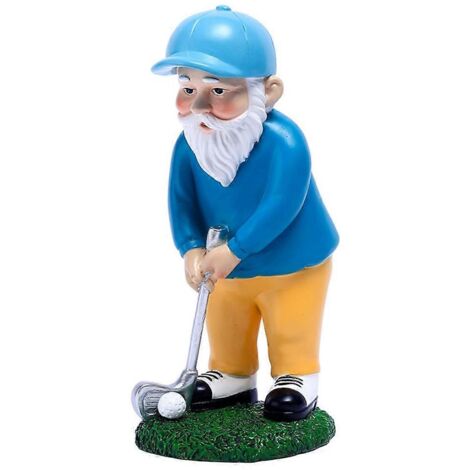 Statue de gnome golfeur pour jardin, figurine amusante de gnome d'extérieur pour patio, cour et pelouse