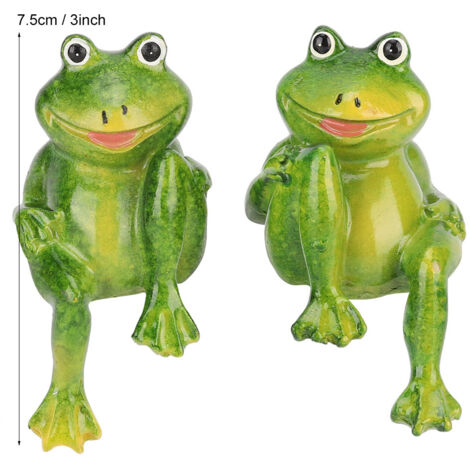 Statue de Grenouille en Résine pour Déco de Jardin Extérieur - Paquet 2pcs Ornement Mural Sculpture Animale Naturelle