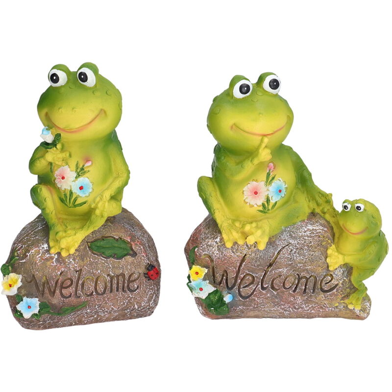 Statue de grenouille mignonne, sculpture de jardin, ornement de bureau en résine pour décoration extérieure