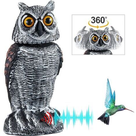 Statue de hibou réaliste pour extérieur, pivotante 360°, multicolore, idéale jardin, balcon, terrasse