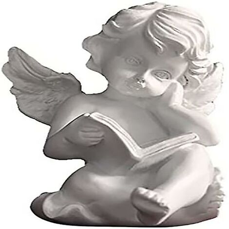 Statue de jardin d'ange en résine, statue commémorative de sculpture d'ange mignon - Lire le livre