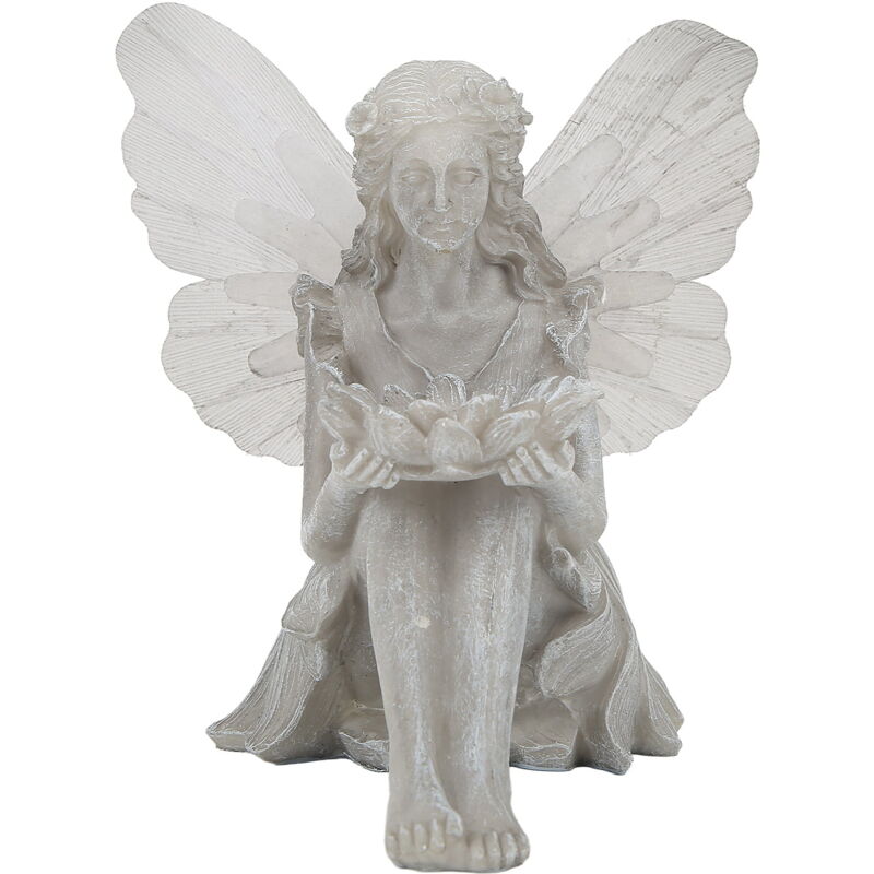 Statue de jardin d'ange mignonne sculpture en résine à énergie solaire pour patio, pelouse, porche, décoration artistique