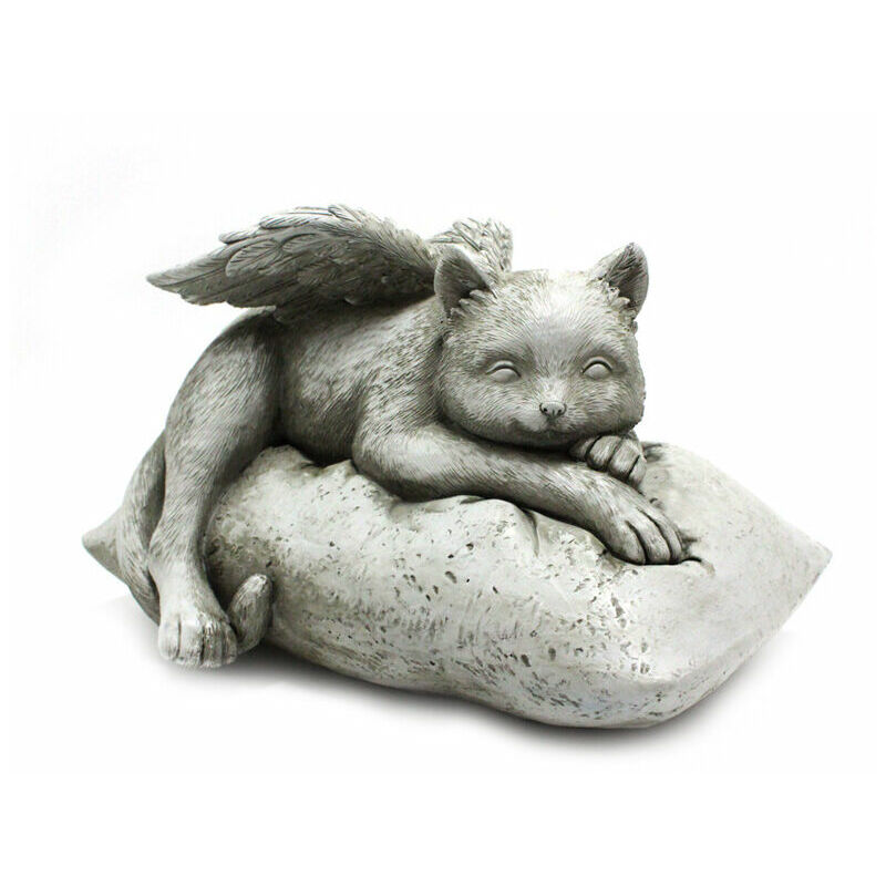 Tigrezy - Statue de Jardin De chat ange Figurine Sculpture animale en Résine,Ornement pour la Décoration de Patio,201413cm