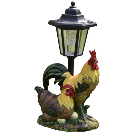 Statue de jardin en forme de poule, lanterne solaire, résistante aux intempéries, idéale pour la cour, la pelouse et lextérieur