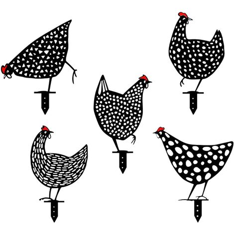 Statue de jardin en métal - Motif poules - Fait main - Décoration de jardin - Décoration de jardin - Décoration de jardin - Décoration de jardin (A04)